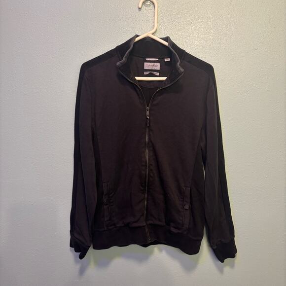 Calvin Klein Men’s Premium Zip Up Collared Black Bomber Jacket With Side Pockets - Picture 3 of 7